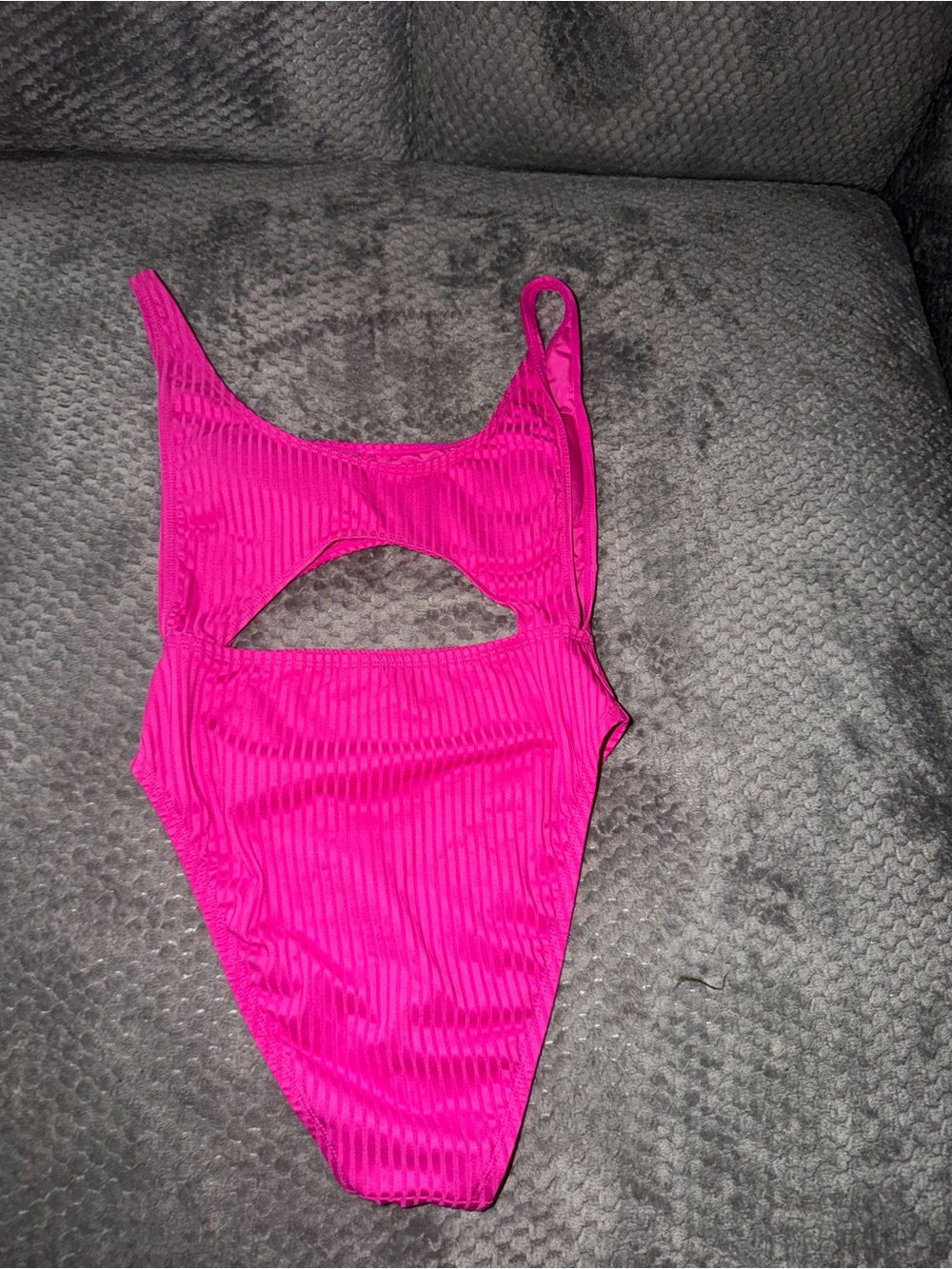 BCBGeneration Hot Pink Ribbed One-Piece Swimsuit with Front Cutout